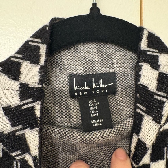 Nicole Miller Monochrome Checkered Tank Top - Picture 2 of 2